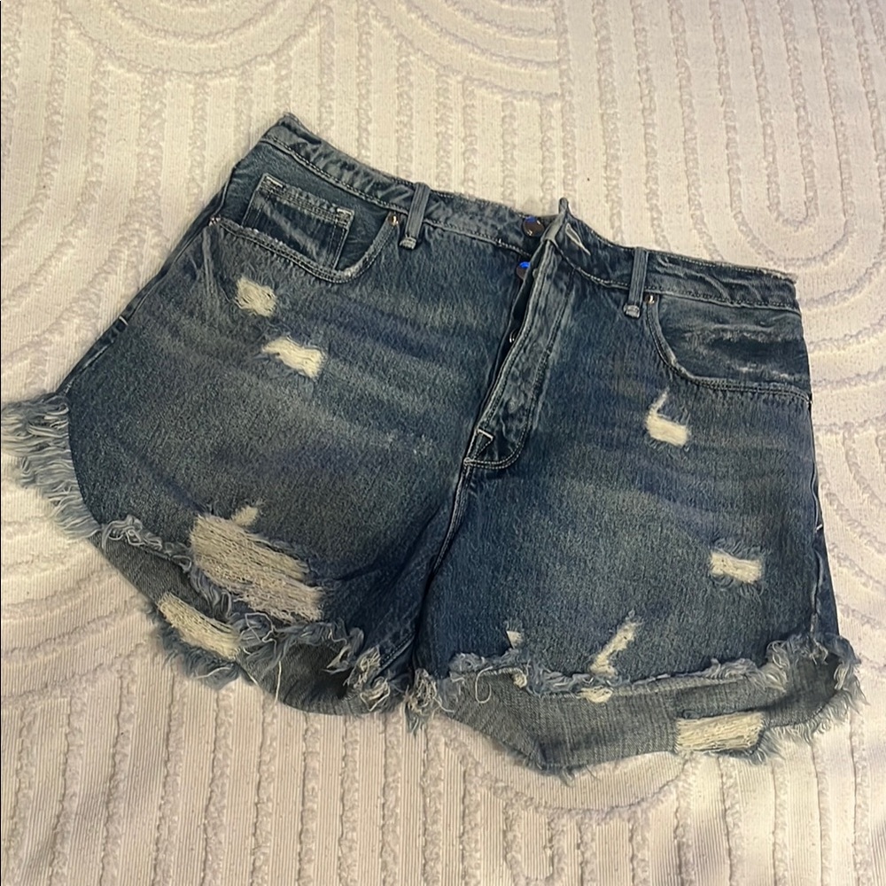Good American Distressed Denim Shorts